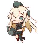  10s 1girl ;o blonde_hair blue_eyes blush chibi cropped_jacket crying crying_with_eyes_open full_body garrison_cap hat kantai_collection long_hair nuu_(nu-nyu) one_eye_closed rigging simple_background solo tears torn_clothes u-511_(kantai_collection) white_background 