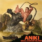  animal billy_herrington chains crossover eye_contact fighting gachimuchi giant gorilla king_kong king_kong_(character) kong:_skull_island looking_at_another muscle oversized_animal zeze 