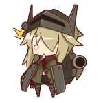  /\/\/\ 1girl blonde_hair cannon chibi coat finger_to_mouth hair_over_one_eye helmet long_hair nuu_(nu-nyu) o_o personification simple_background solo t26e4_superpershing white_background world_of_tanks 