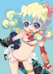  12_toshi armor breasts cleavage curly_hair flat_chest flower gauntlets gloves long_hair multicolored_hair nia_teppelin see-through sword tengen_toppa_gurren_lagann weapon 
