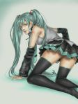  bad_id bent_over dr. hatsune_miku realistic skirt thigh-highs thighhighs twintails vocaloid zettai_ryouiki 