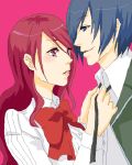  1girl arisato_minato blue_hair bow couple kirijou_mitsuru lowres oekaki persona persona_3 red_hair redhead sumitan 