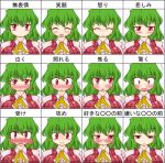  blush breasts chart chyaramu expressions frown green_hair kazami_yuuka large_breasts plaid_vest red_eyes shaded_face smile touhou translated 