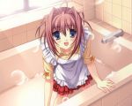  asakura_nemu asakura_otome bathtub blue_eyes brown_hair bubble bubbles cleaning da_capo da_capo_ii short_hair 