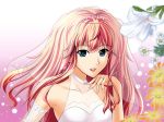  blue_eyes bridal_veil bride dress earrings flower highres jewelry macross macross_frontier ring saxasa_kisuk sheryl_nome veil wedding_dress 