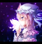  blue_eyes bust butterflies butterfly fingernails hands hat kiss long_fingernails nail_polish pink_hair profile ribbon ribbons saigyouji_yuyuko short_hair touhou 