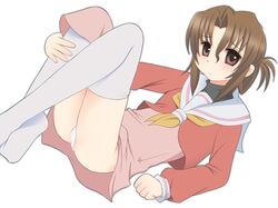  brown_hair hayate_no_gotoku! kurappii maria panties school_uniform serafuku thigh-highs thighhighs underwear white_thighhighs 