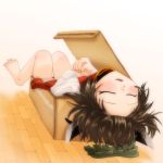  bad_id barefoot blush box cardboard_box chen girl_in_a_box in_box in_container person_in_a_container sleeping touhou 