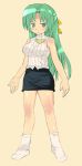  green_hair higurashi_no_naku_koro_ni kaze long_hair miniskirt sasago_kaze skirt socks sonozaki_shion 