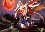  1girl 9ji animal_ears bunny_ears gun long_hair moon purple_hair rabbit_ears red_eyes red_moon reisen_udongein_inaba solo touhou weapon 