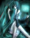  aqua_hair bad_id detached_sleeves hatsune_miku long_hair necktie onsen_(pixiv305863) very_long_hair vocaloid 