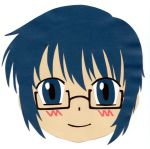  blue_hair blush glasses hidamari_sketch nakajima sae traditional_media 