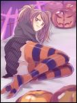  kujikawa_rise panties pantyshot persona persona_4 pumpkin school_uniform striped striped_legwear striped_thighhighs thigh-highs thighhighs tsuji_yuzu twintails underwear 