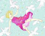  barefoot bird birds blonde_hair blue_eyes bridgesignal dress falling feet original sketch sundress 