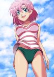  bikini from_below low_angle lowres original pink_hair short_hair swimsuit yadokari_genpachirou 
