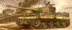  1boy cromwell_(tank) ground_vehicle gun machine_gun military military_vehicle motor_vehicle original sdkfz221 smoking tank tiger_i weapon 