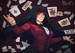  black_hair cards jabai_yumeko kakegurui long_hair red_eyes 