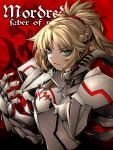  1girl arikanrobo armor blonde_hair fate/apocrypha fate_(series) green_eyes highres long_hair ponytail saber_of_red smile solo 
