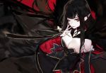  1girl assassin_of_red black_hair breasts detached_sleeves dress fate/apocrypha fate_(series) long_hair mo_(mocopo) one_eye_closed pointy_ears very_long_hair 