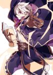  1boy cape fire_emblem fire_emblem:_kakusei gloves hamha_s hood looking_at_viewer male_focus male_my_unit_(fire_emblem:_kakusei) my_unit_(fire_emblem:_kakusei) red_eyes short_hair smile solo white_hair 