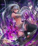  1girl artist_request black_nails black_sclera black_skin claws cracked_skin cygames demon_girl demon_horns demon_tail horns kneeling long_hair looking_at_viewer multicolored multicolored_skin nail_polish official_art one_eye_covered pointy_ears red_eyes revealing_clothes ruins safira_synthetic_beast shadowverse shingeki_no_bahamut slit_pupils tail thigh-highs toeless_legwear torn_clothes veins white_hair 