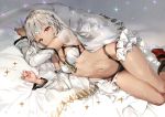  1girl absurdres altera_(fate) anmi bent_knees bodypaint detached_sleeves eyebrows_visible_through_hair fate/grand_order fate_(series) fingernails highres huge_filesize looking_at_viewer lying midriff nail_polish navel red_eyes shoes short_hair solo stomach veil white_hair 