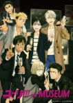  6+boys :d ;d alcohol artist_request black_hair blazer blonde_hair blue-framed_eyewear blue_eyes brown_eyes champagne champagne_flute christophe_giacometti coat cup drinking_glass facial_hair glasses green_eyes grey_eyes grin it&#039;s_j.j._style! jacket jean-jacques_leroy katsuki_yuuri male_focus multiple_boys official_art one_eye_closed open_mouth otabek_altin phichit_chulanont silver_hair smile squatting tongue tongue_out v viktor_nikiforov yuri!!!_on_ice yuri_plisetsky 