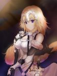  1girl armor blonde_hair blue_eyes breasts cleavage expressionless eyebrows_visible_through_hair fate/apocrypha fate/grand_order fate_(series) large_breasts looking_at_viewer ruler_(fate/apocrypha) short_hair solo u.d upper_body 