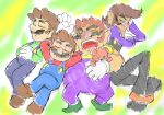  4boys arm_behind_back arm_up blush_stickers brothers brown_hair closed_eyes closed_mouth facial_hair full_body gloves hand_on_own_stomach hands_on_own_stomach legs_crossed long_sleeves luigi lying lying_on_person male_focus mario super_mario_bros. mario_tennis marker_(medium) mechanical_pencil multiple_boys mustache no_hat no_headwear omu_(sinsindan) on_back on_side open_mouth overalls parted_lips pencil red_nose short_hair short_sleeves siblings sketch sleeping stuffed_animal stuffed_toy super_mario_bros. sweater teddy_bear thick_eyebrows traditional_media waluigi wario wario_land 
