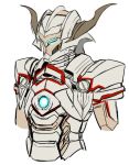  arc_reactor armor commentary_request fate/apocrypha fate_(series) full_armor glowing glowing_eyes helmet hikichi_sakuya horned_helmet horns iron_man looking_to_the_side mechanical power_armor saber_of_red sketch solo 