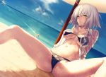  1girl beach blush fate/grand_order fate_(series) jeanne_alter kawanakajima looking_at_viewer ruler_(fate/apocrypha) solo yellow_eyes 