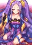  1girl assassin_of_the_nocturnal_castle blush collarbone fate/grand_order fate_(series) highres kiritani846 long_hair looking_at_viewer purple_hair seiza sitting smile solo twintails violet_eyes wu_zetian_(fate/grand_order) 