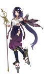 1girl artist_request daishoji_(oshiro_project) full_body hachimaki headband holding holding_staff japanese_clothes long_hair oshiro_project oshiro_project_re purple_hair sleeveless staff torn_clothes transparent_background very_long_hair violet_eyes 