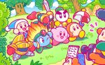  arm_up backwards_hat baseball_cap beanie bell bell_collar blade_knight blue_eyes blush_stickers bobblehat boom_microphone bow bowtie burning_leo camera chilly_(kirby) collar fire gloves grass hat helmet kirby kirby_(series) nintendo no_humans notepad official_art one_eye_closed poppy_bros_jr red_gloves sir_kibble smile snowman sword tree umbrella waddle_dee weapon whispy_woods 
