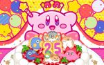  8others animal anniversary arms_up bird birthday birthday_cake blush_stickers cake candle cape cat chuchu_(kirby) coo_(kirby) crown dark_matter_(specie) fish food gooey hal_laboratory_inc. hamster hoshi_no_kirby hoshi_no_kirby_3 kine_(kirby) kirby kirby&#039;s_dream_land_3 kirby_(series) kirby_(specie) nago nintendo no_humans octopus official_art owl pitch_(kirby) plate rick_(kirby) sitting smile solo star_rod strawberry_shortcake tongue tongue_out 