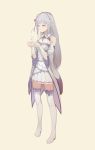  1girl bare_shoulders boots braid broken_(7589468) butterfly_hair_ornament crown_braid elf emilia_(re:zero) flower full_body gem hair_flower hair_ornament hair_ribbon hands_together long_hair pleated_skirt pointy_ears re:zero_kara_hajimeru_isekai_seikatsu ribbon silver_hair simple_background skirt smile solo thigh-highs thigh_boots thighhighs_under_boots violet_eyes white_boots wide_sleeves yellow_background zettai_ryouiki 