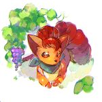  atsumi_jun bush food fruit grapes looking_to_the_side lowres no_humans pokemon simple_background solo vulpix white_background 