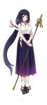  1girl artist_request daishoji_(oshiro_project) full_body holding holding_staff japanese_clothes long_hair official_art oshiro_project oshiro_project_re purple_hair sleeveless staff transparent_background very_long_hair violet_eyes 