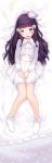  1girl absurdres bangs blunt_bangs blush braid covered_navel dakimakura dress eyebrows_visible_through_hair feet hat henreader highres kyou_kara_ore_wa_loli_no_himo! long_hair long_sleeves looking_at_viewer mini_hat no_shoes open_mouth purple_hair socks solo tongue violet_eyes white_dress white_legwear 