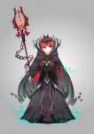  1girl 7t absurdres chains cloak dress highres pink_hair simple_background torch 