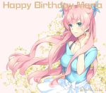  1girl blue_eyes blush character_name english flower happy_birthday long_hair maria_cadenzavna_eve pink_background pink_hair senki_zesshou_symphogear smile solo touyama_sabu twitter_username 