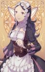  1girl alternate_color alternate_hairstyle amatari_sukuzakki black_hair blush dress fire_emblem fire_emblem:_kakusei hair_ornament liz_(fire_emblem) long_hair looking_at_viewer open_mouth smile 