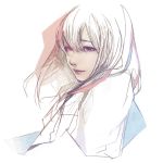  1girl bangs black_eyes closed_mouth commentary_request hair_between_eyes long_hair original simple_background sketch solo upper_body wataboku white_background white_hair 