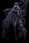  1girl asymmetrical_clothes belt breasts chains claws demon_girl digimon highres ladydevimon large_breasts leather_suit long_hair red_eyes silver_hair solo steve_zheng torn_clothes wings 