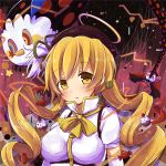  1girl blonde_hair blush drill_hair eyebrows_visible_through_hair long_hair looking_at_viewer mahou_shoujo_madoka_magica sakeharasu solo tomoe_mami twintails upper_body yellow_eyes 