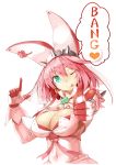  1girl blue_eyes breasts cleavage_cutout elphelt_valentine gloves grin guilty_gear guilty_gear_xrd hat highres large_breasts looking_at_viewer pink_hair simple_background smile white_background 