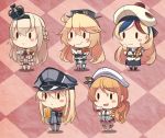  10s 5girls :d alcohol american_flag_legwear argyle argyle_background baguette beer beer_mug beret bismarck_(kantai_collection) black_legwear black_skirt blonde_hair blue_hair blush_stickers braid bread brown_hair checkered checkered_background coke commandant_teste_(kantai_collection) crown cup dress drinking_glass eating food food_on_face fork french_braid front-tie_top hair_between_eyes hamburger hat headdress holding holding_cup holding_fork ido_(teketeke) iowa_(kantai_collection) jacket kantai_collection littorio_(kantai_collection) long_hair long_sleeves military military_uniform mini_crown mismatched_legwear multicolored multicolored_clothes multicolored_hair multicolored_scarf multiple_girls off-shoulder_dress off_shoulder open_mouth peaked_cap pizza plaid plaid_scarf pom_pom_(clothes) ponytail red_skirt redhead sausage scarf shirt skirt smile streaked_hair teacup thigh-highs uniform warspite_(kantai_collection) white_dress white_hair white_jacket white_legwear white_shirt wine wine_glass 