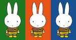 1girl animal_ears iesupa multicolored multicolored_background rabbit_ears rwby sanrio velvet_scarlatina 