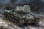  ground_vehicle is-2 kurokawa_takeshi military military_vehicle motor_vehicle no_humans original realistic snow tank 