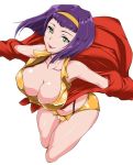  1girl aoiakira553 bare_shoulders breasts cleavage coat collarbone cowboy_bebop faye_valentine green_eyes hairband large_breasts lips looking_at_viewer off_shoulder purple_hair shiny shiny_clothes shiny_hair shiny_skin short_hair shorts simple_background solo thighs white_background 